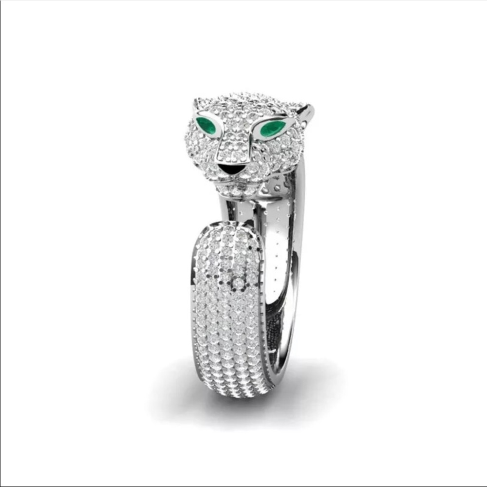 Firm❗️Full crystal inlaid leopard ring - Picture 3 of 6